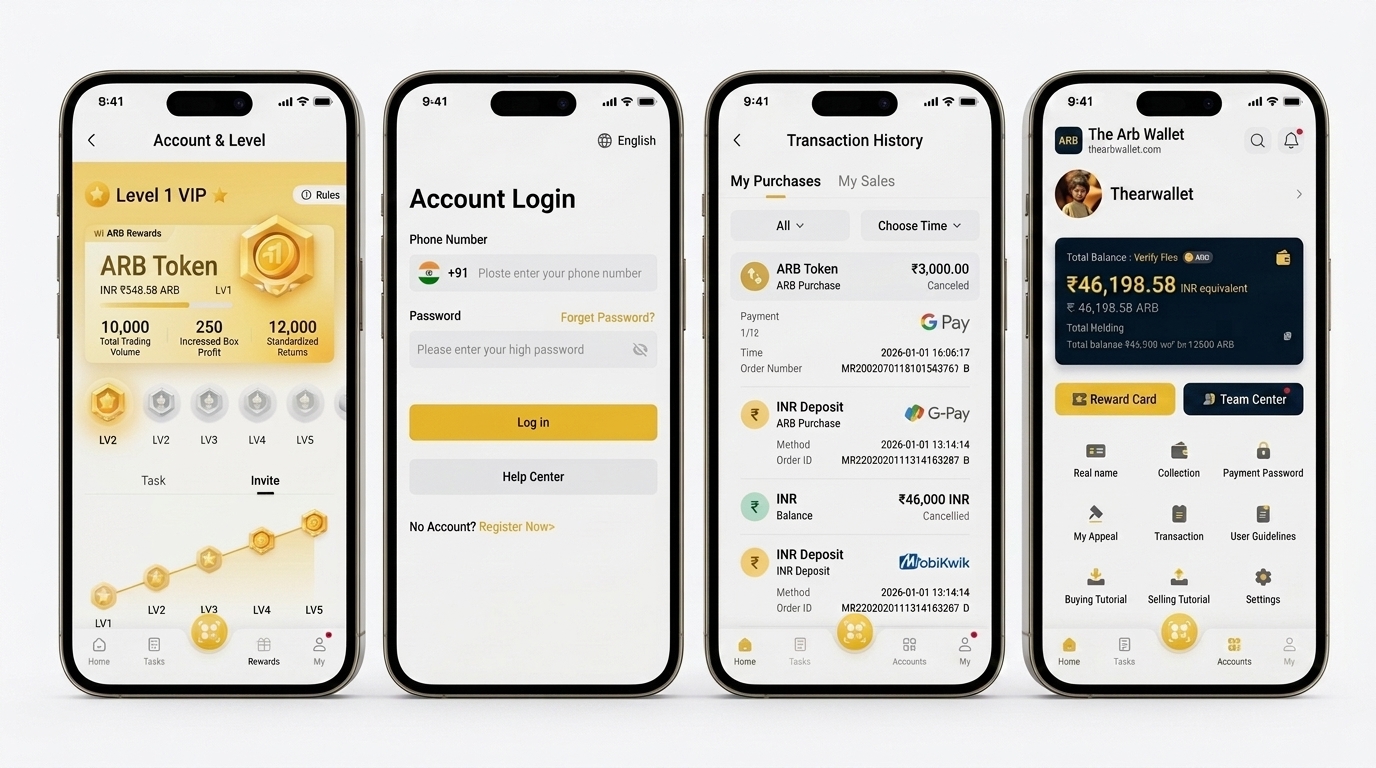 The AR Wallet Official App Screens (thearbwallet.com)